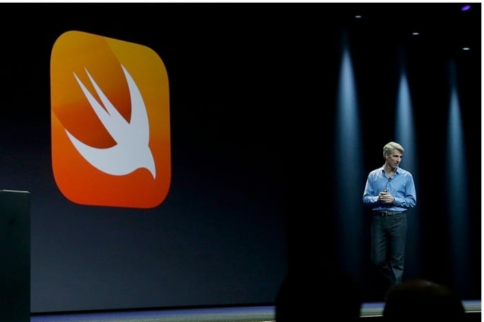 Крейг Федериги, вице-президент Apple по разработке ПО, представляет Swift. Фото: Wired