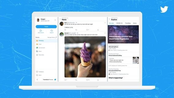 Twitter тестирует новый дизайн приложения TweetDeck 