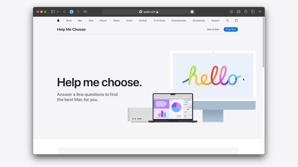 Apple запустила сайт который поможет выбрать Mac