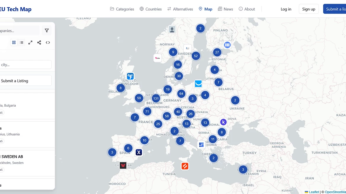 Зявілася карта еўрапейскіх тэхнабізнесаў — альтэрнатыў амерыканскім