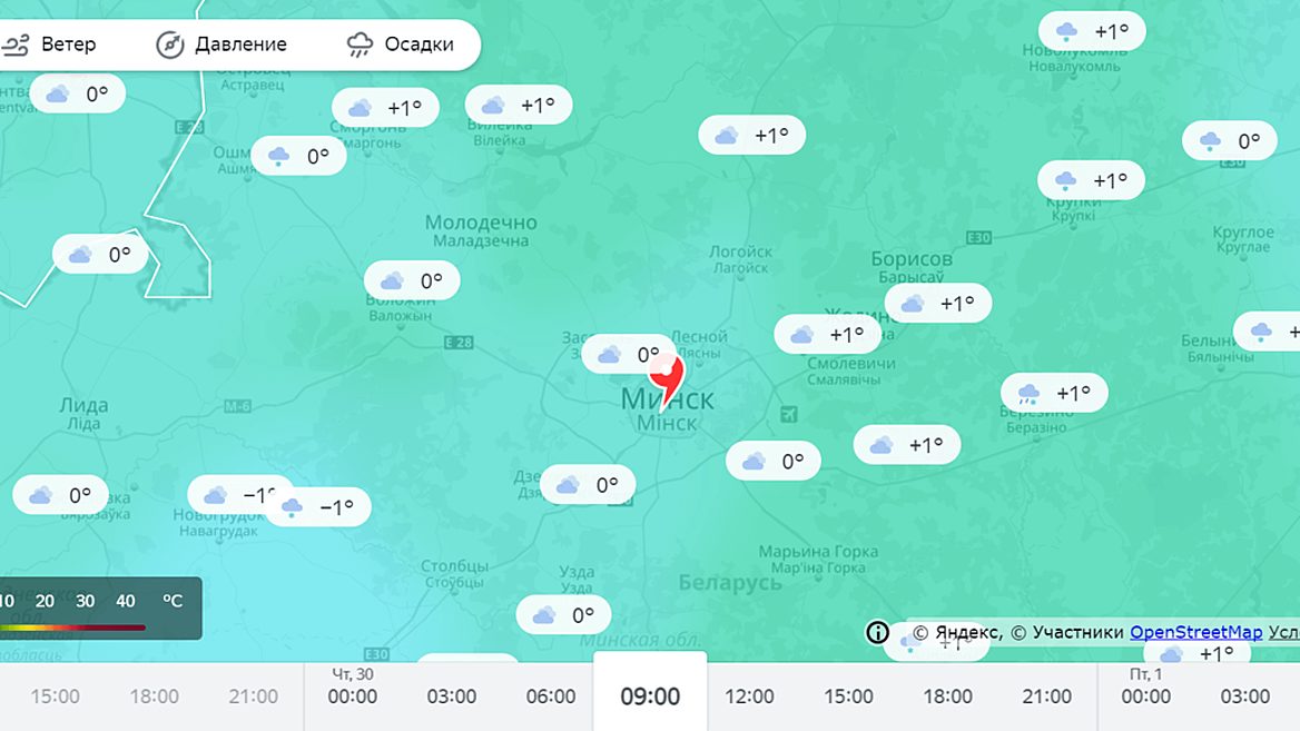 Карта температуры беларусь