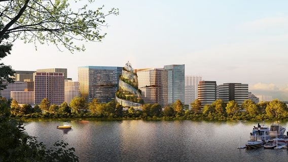 Amazon показала новый спиральный офис, который построит в Виргинии
