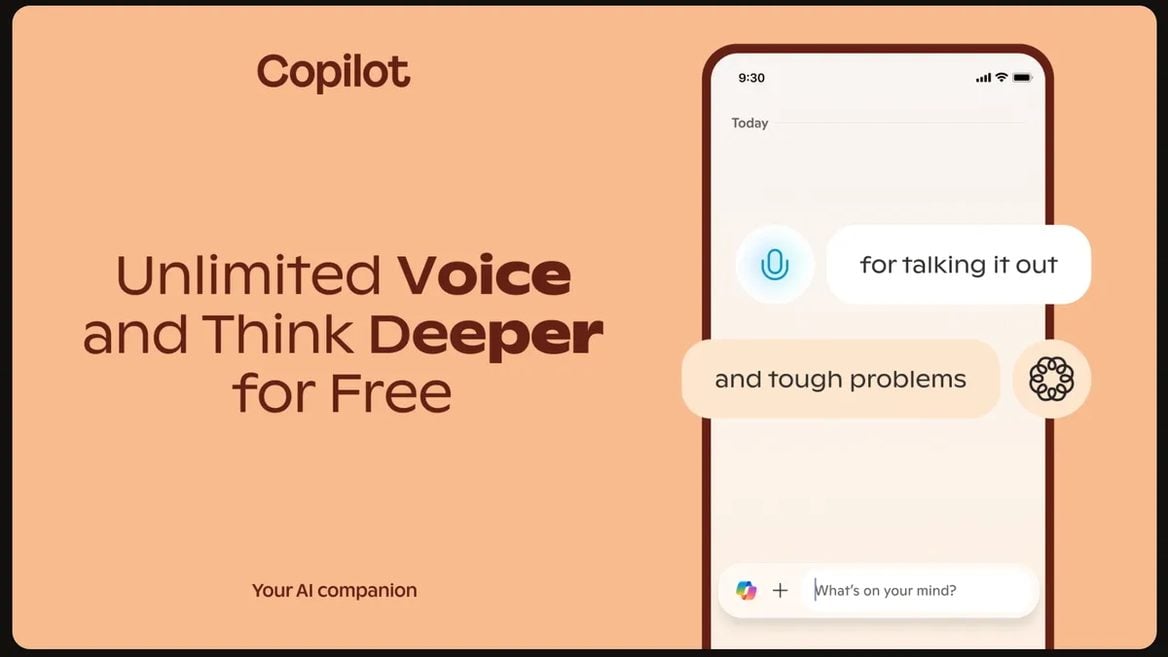 Microsoft открыла неограниченный доступ к функциям Copilot Voice и Think Deeper