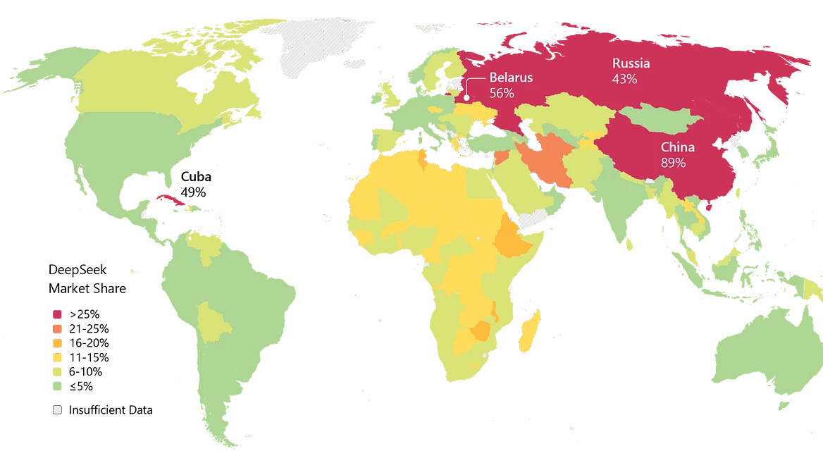 Беларусь оказалась в&nbsp;топе стран по&nbsp;темпам внедрения DeepSeek&nbsp;— вместе с&nbsp;Ираном и&nbsp;Кубой