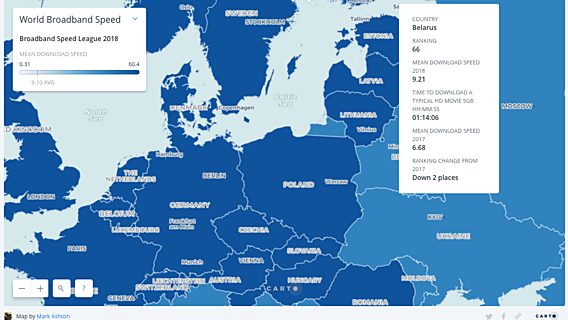 Беларусь заняла 66 место по скорости интернета в мире Беларусь заняла 66 место по скорости интернета в мире