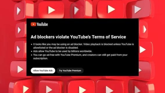Youtube придумал еще один способ борьбы с блокировщиками рекламы. Ее нельзя заблокировать