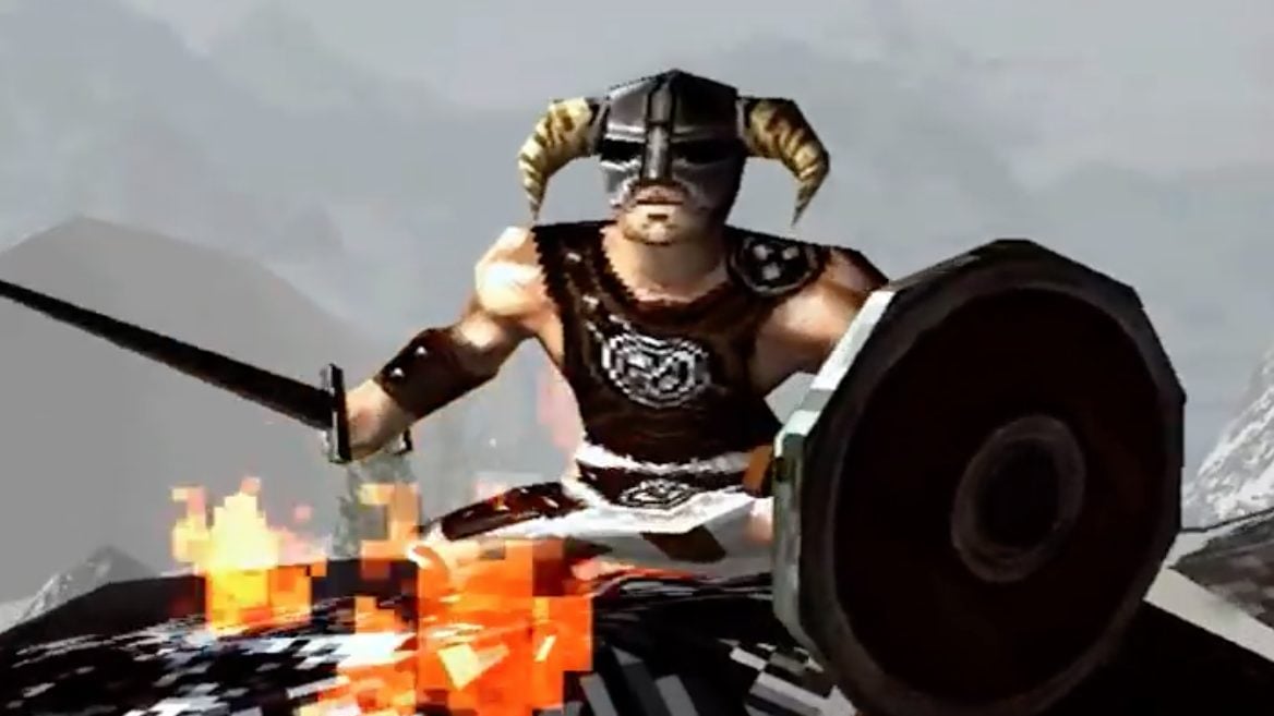 Квадратные драконы: геймер показал трейлер Skyrim в стиле первой PlayStation