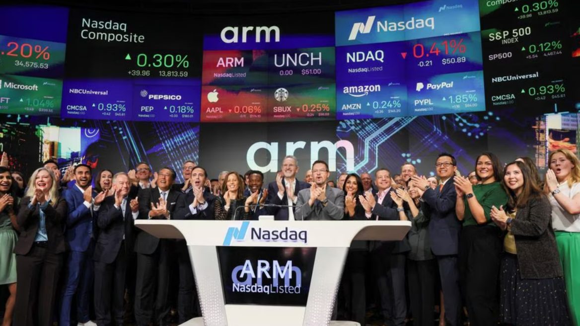 Акции Arm взлетели на 25% в первый день торгов
